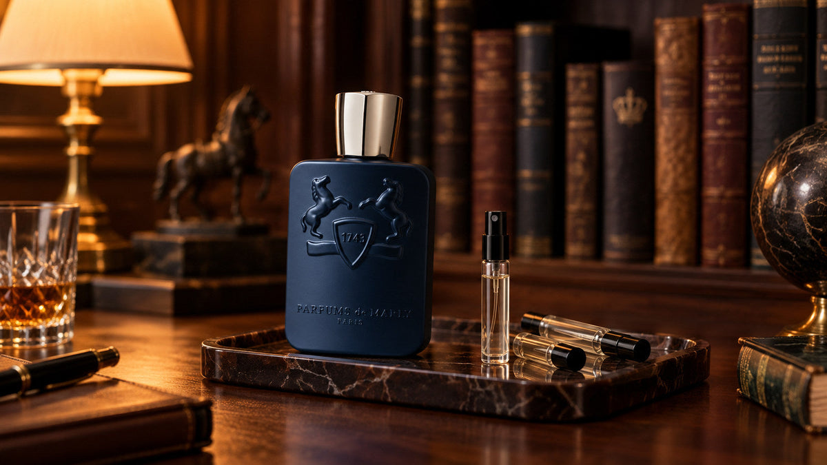 Parfums de Marly Layton se vzorky v knihovně