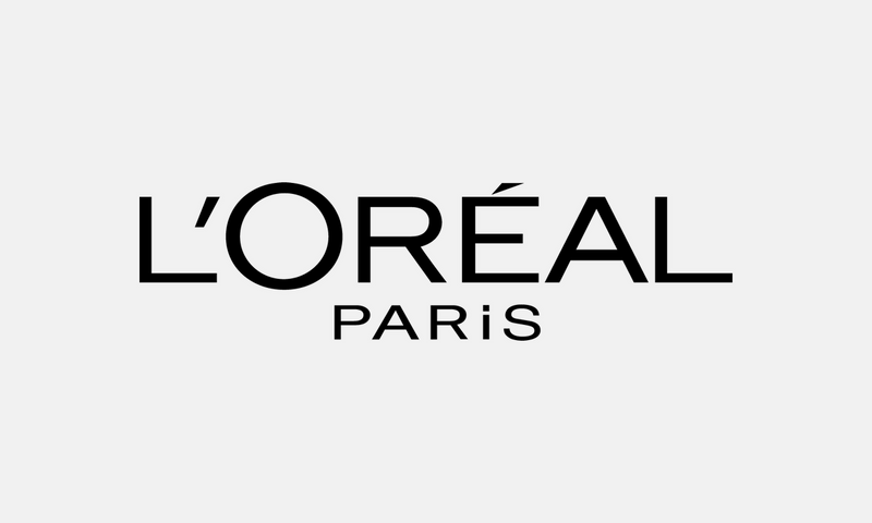 L'Oréal Paris – černé logo na světle šedém pozadí