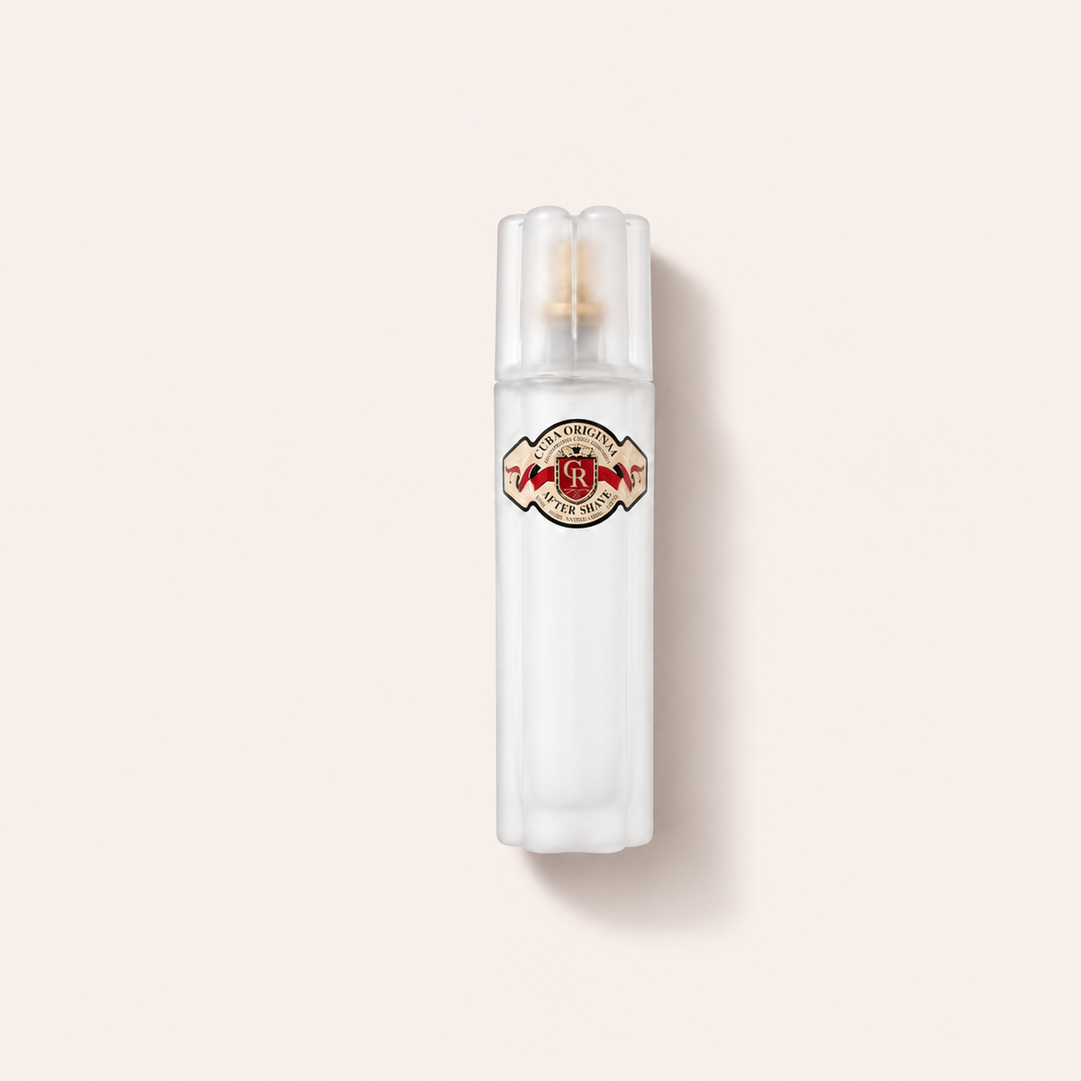 Bílý válcovitý flakon vody po holení Cuba Royal 100 ml s průsvitným víčkem – MrRizz