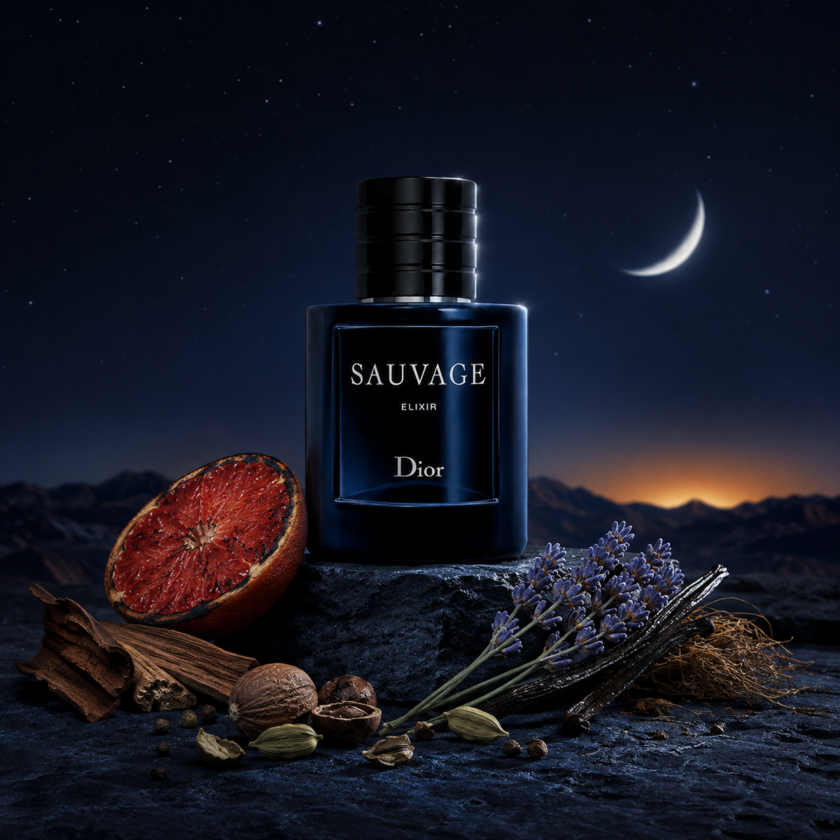 Dior Sauvage Elixir v nočním kořeněném zátiší s grapefruitem, levandulí a vetiverem – MrRizz