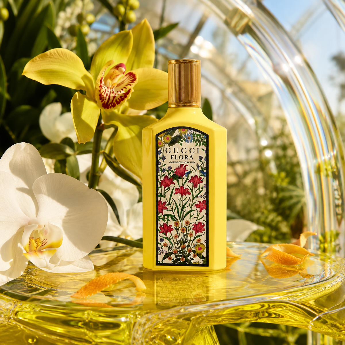 Gucci Flora Gorgeous Orchid ve sluncem zalité orchidejové zimní zahradě – MrRizz