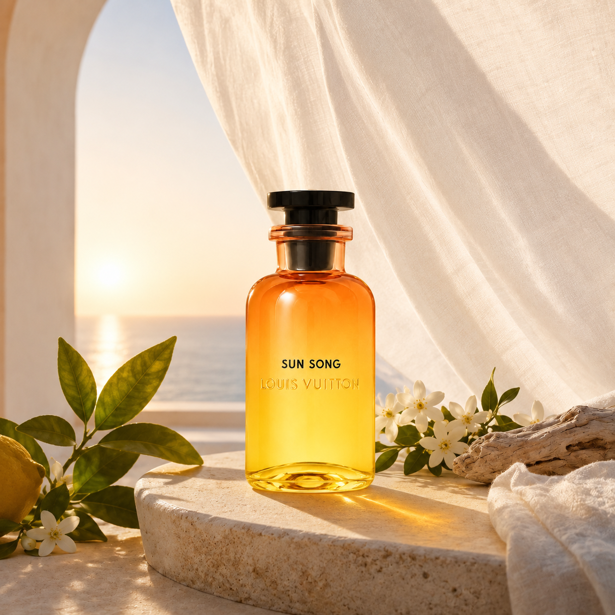 Louis Vuitton Sun Song 2025 – slunečné pobřežní zátiší s citronem, petitgrainem, neroli a pomerančovým květem – MrRizz