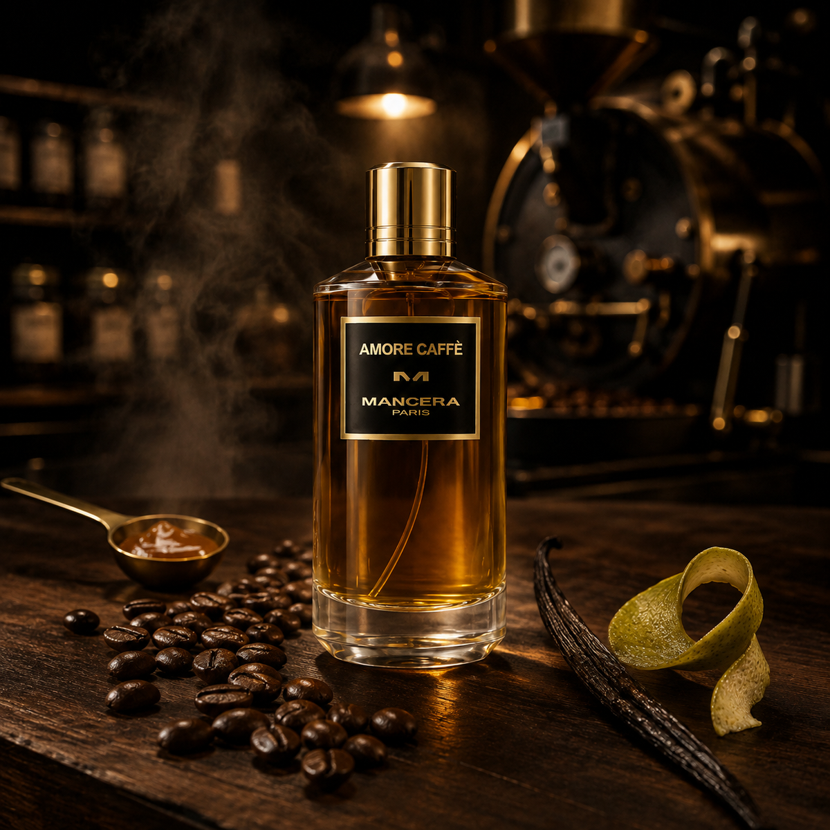 Mancera Amore Caffè – noční scéna v pražírně kávy