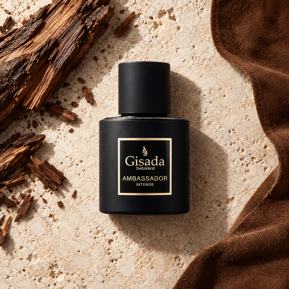 Gisada Ambassador Intense 50 ml – parfém v prostředí, pohled shora s bočním stínem