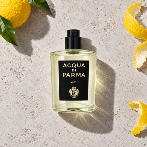 Acqua di Parma Signatures Of The Sun Yuzu 100 ml – parfém v prostředí, pohled shora s bočním stínem