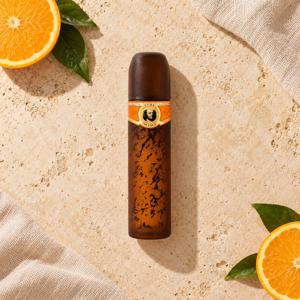 Cuba Orange EDT 100 ml – parfém v prostředí, pohled shora s bočním stínem