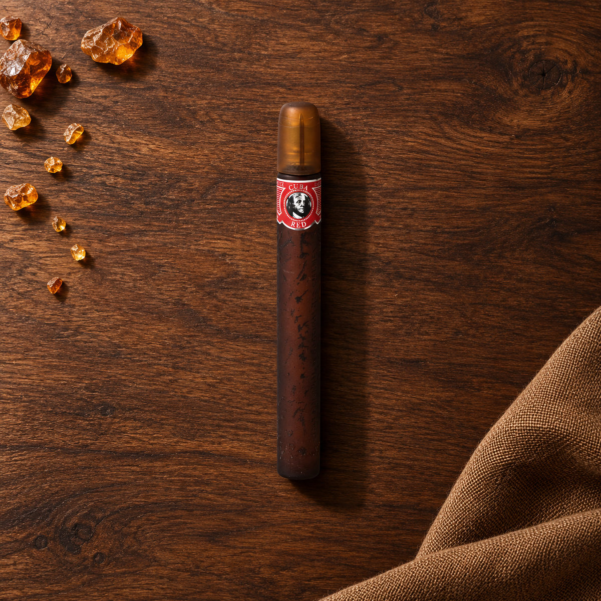 Cuba Red EDT 35 ml – parfém v prostředí, pohled shora s bočním stínem