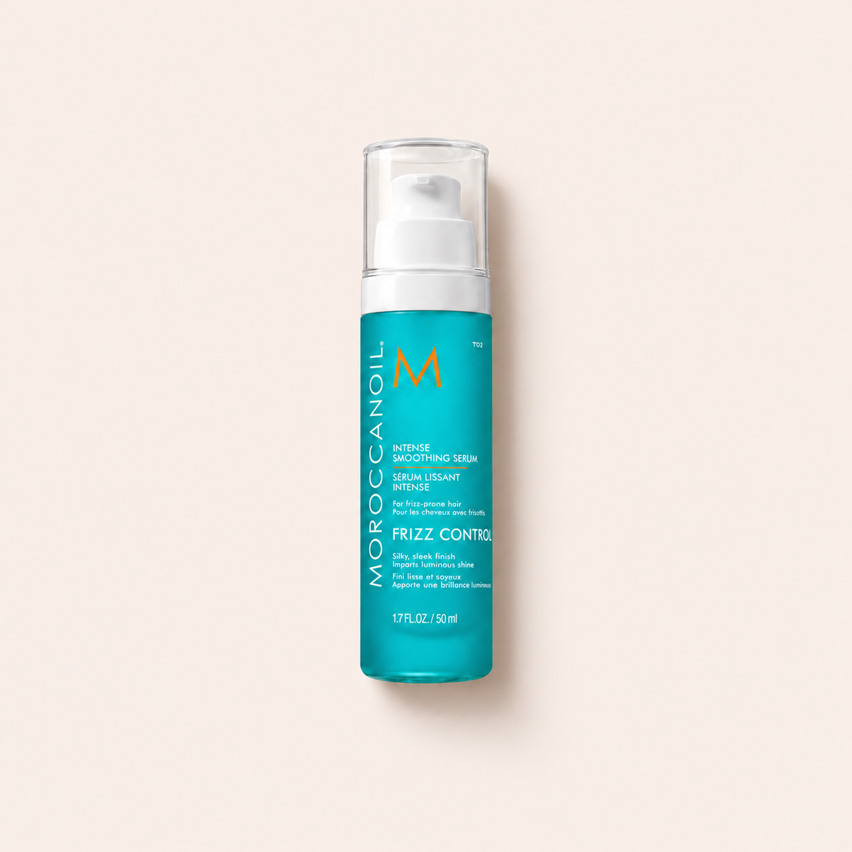 Sérum na vlasy Moroccanoil Frizz Control Intense Smoothing Serum 50 ml na béžovém pozadí – MrRizz