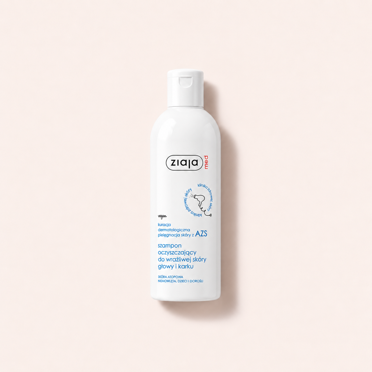 Ziaja Med Atopic Treatment šampon 300 ml na béžovém pozadí – MrRizz