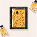 Parfemovy obraz Hermès Terre d'Hermès Intense v cernem ramu - ilustracni fotografie