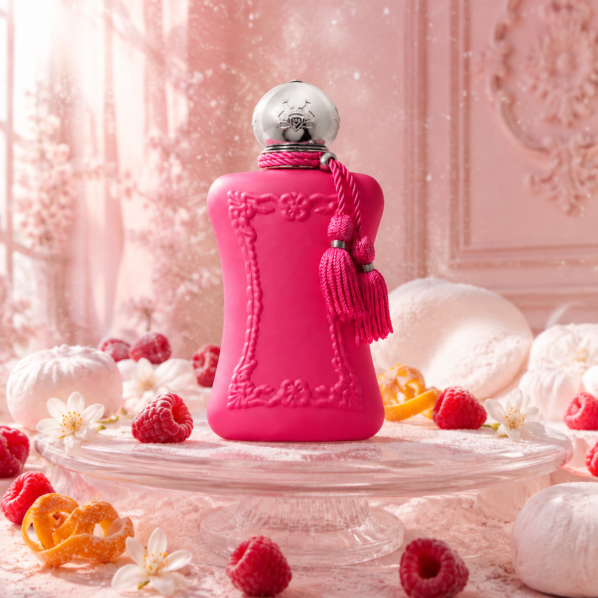 Parfums de Marly Oriana EDP – růžové zátiší s malinou, mandarinkou, marshmallow a vanilkou – MrRizz