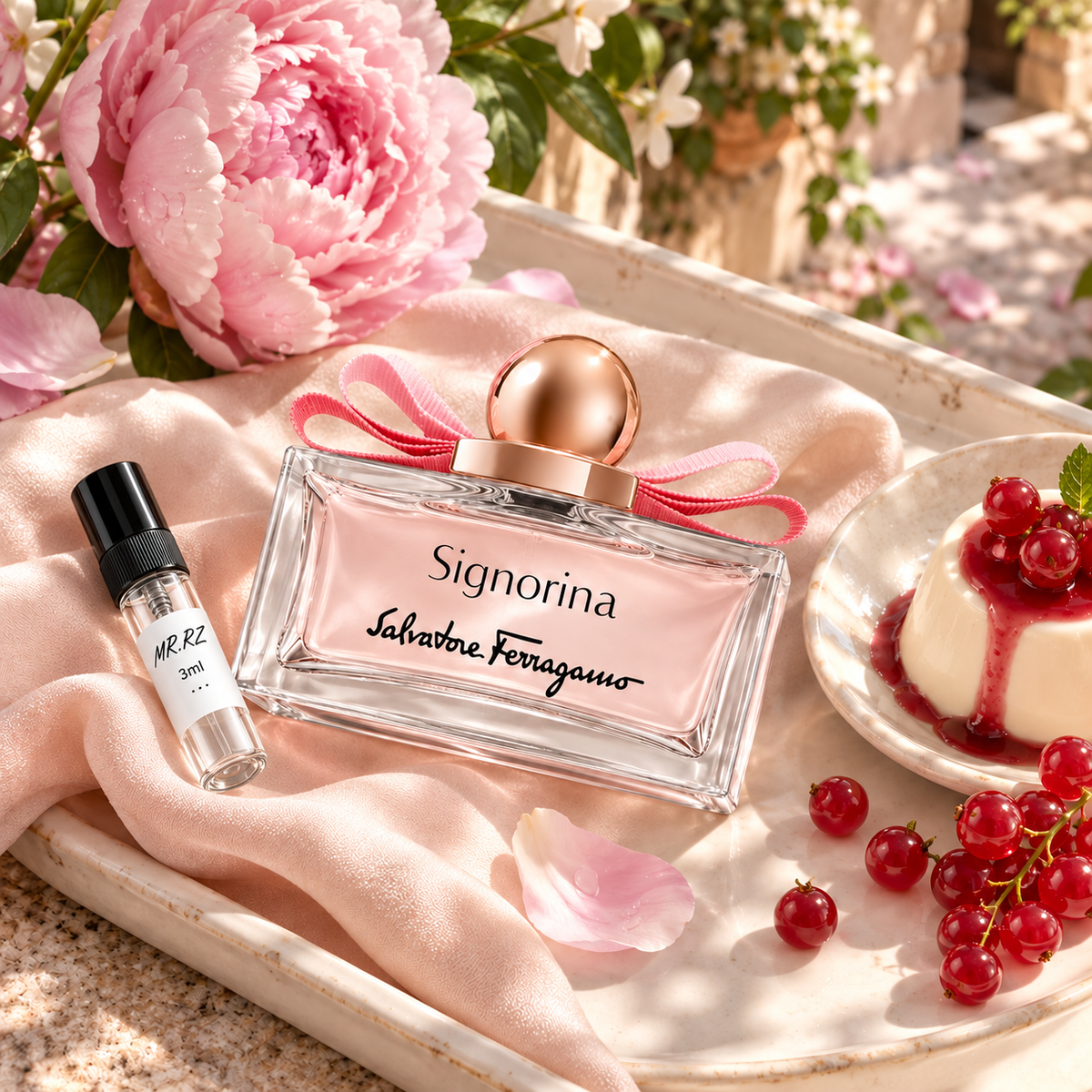Ferragamo Signorina – původní prostředí s lahvičkou vzorku MrRizz