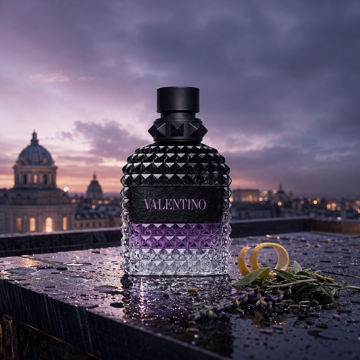 Valentino Born in Roma Purple Melancholia Uomo na deštivé římské střeše – MrRizz