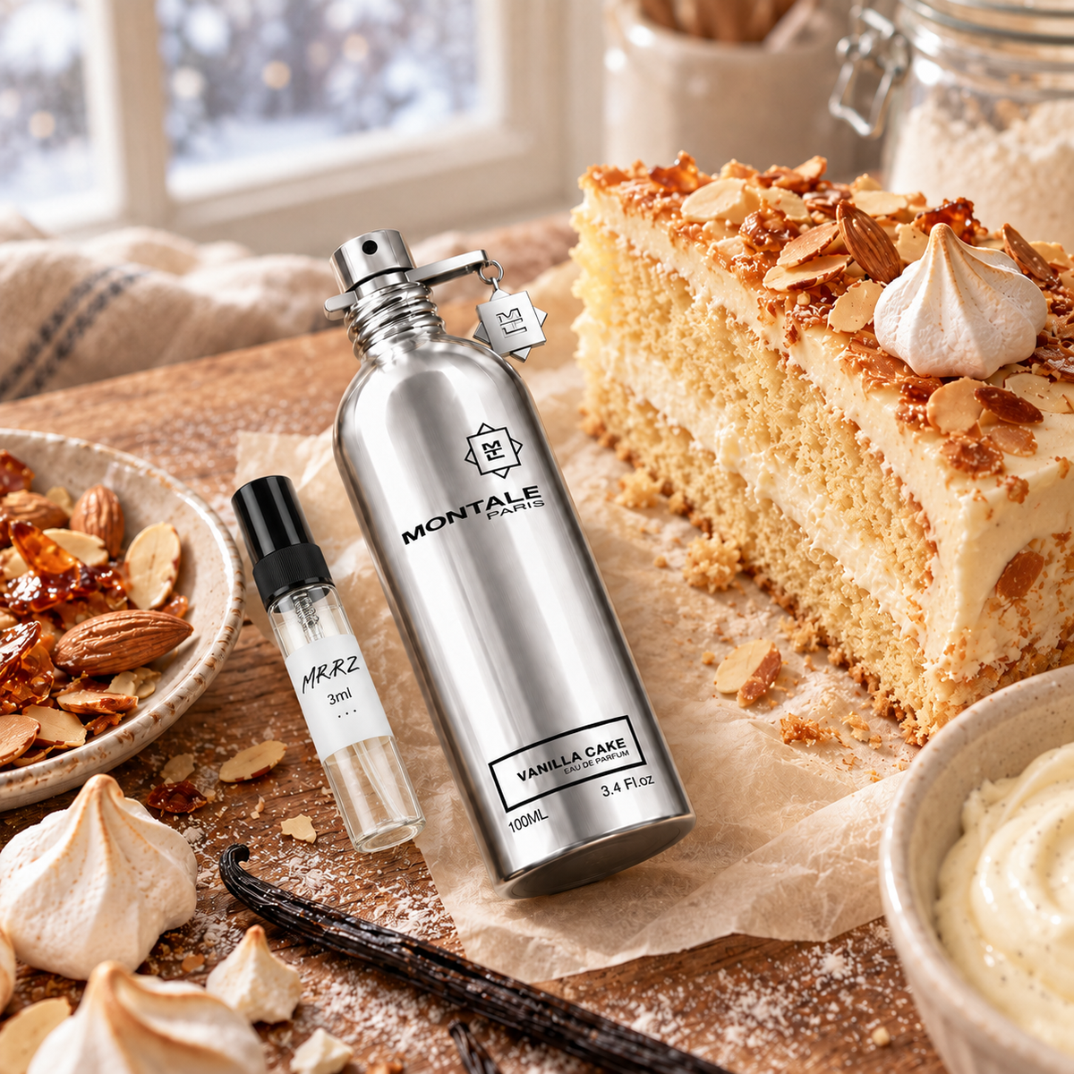 Montale Vanilla Cake – původní prostředí s lahvičkou vzorku MrRizz