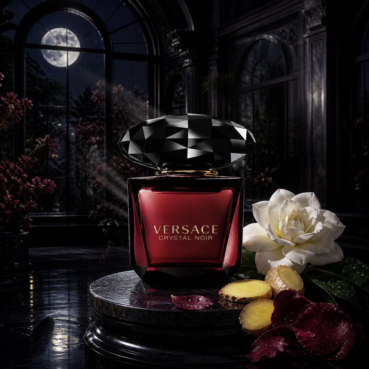 Versace Crystal Noir Parfum v měsíčním skleníku z černého kamene – MrRizz