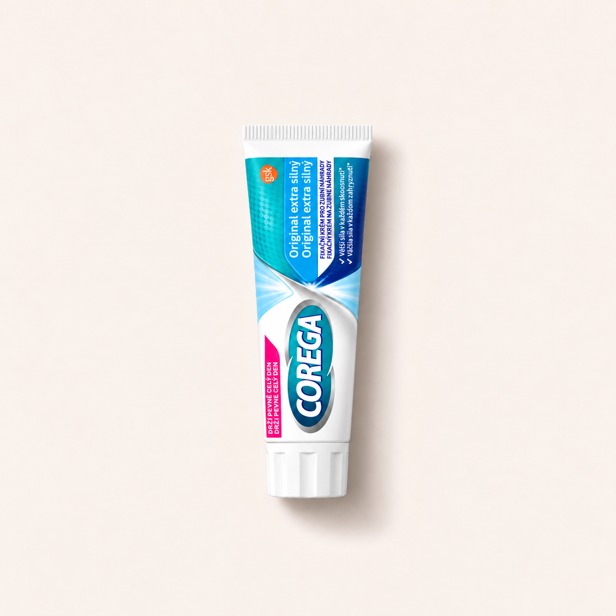 Corega Original Extra Strong – fixační krém na zubní náhrady, uzavřená tuba – MrRizz