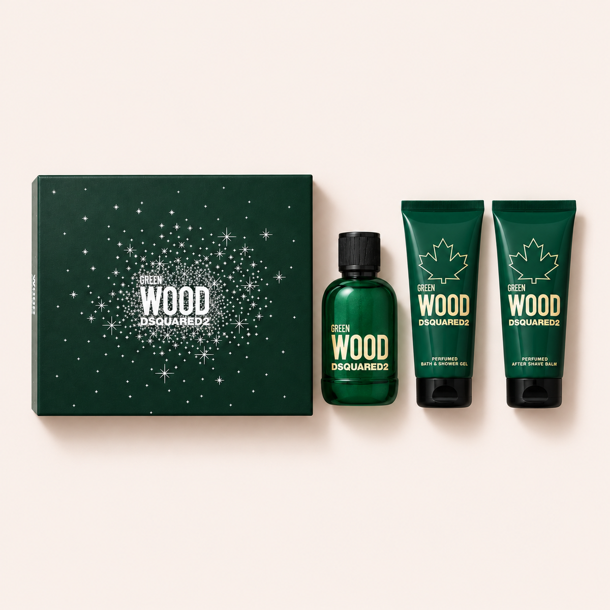 Dsquared2 Green Wood dárková sada 100 ml + sprchový gel 100 ml + balzám po holení 100 ml – MrRizz