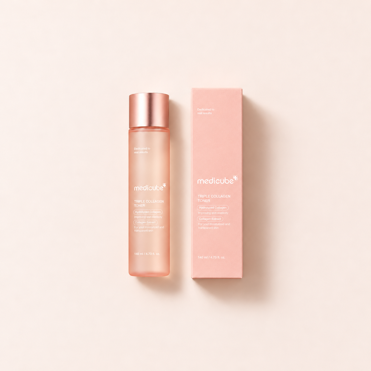 Medicube Triple Collagen Toner 140 ml – výrobek s odpovídajícím obalem vleže – MrRizz