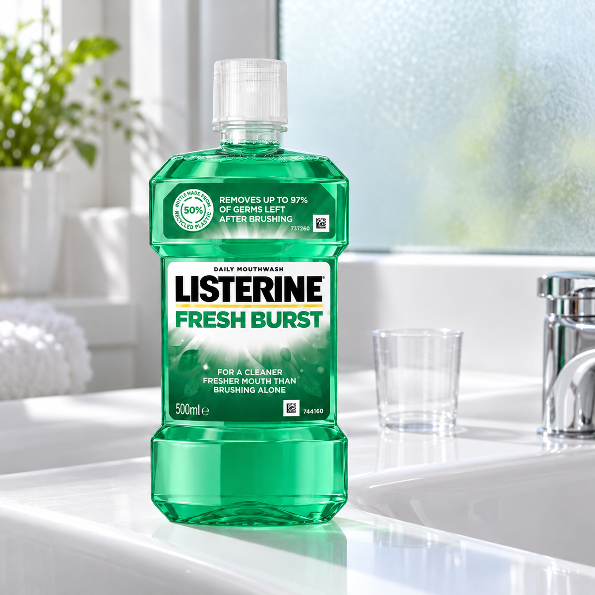 Listerine Fresh Burst Mouthwash 500 ml – atmosférická fotografie – MrRizz