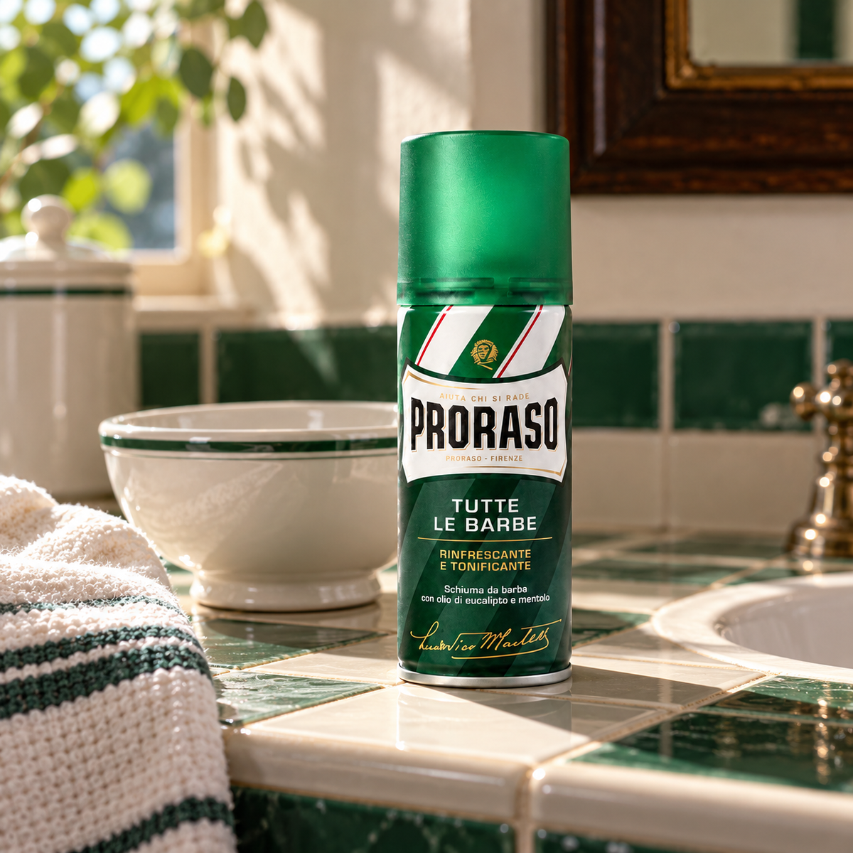 PRORASO Green Shaving Foam 100 ml – atmosférická fotografie – MrRizz