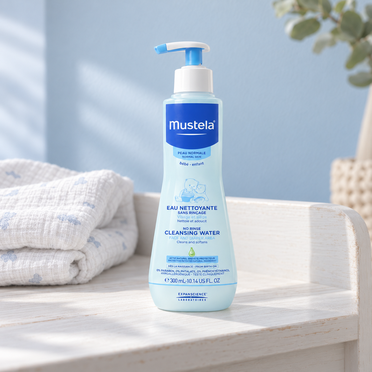 Mustela Bébé Cleansing Water 300 ml – atmosférická fotografie – MrRizz