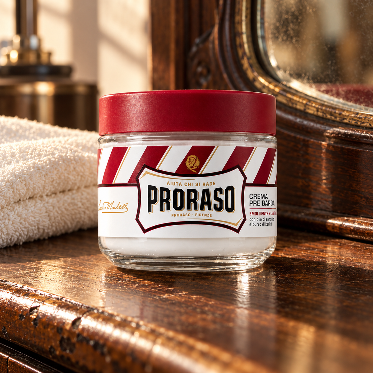 PRORASO Red Pre-Shave Cream 100 ml – atmosférická fotografie – MrRizz