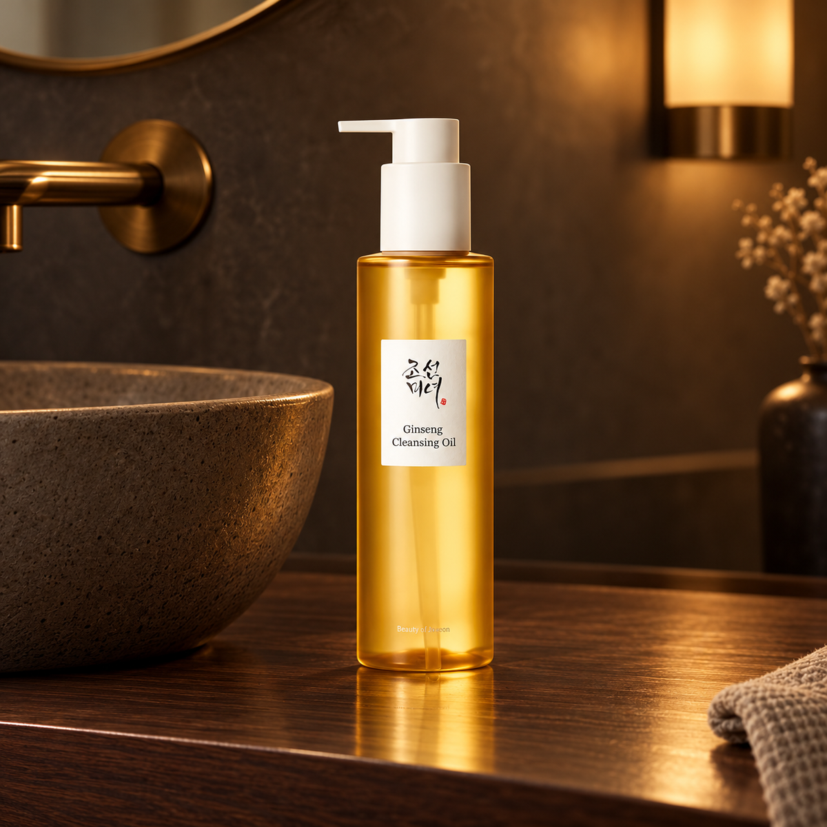 Beauty of Joseon Ginseng Cleansing Oil 210 ml v prostředí večerního čištění pleti – MrRizz
