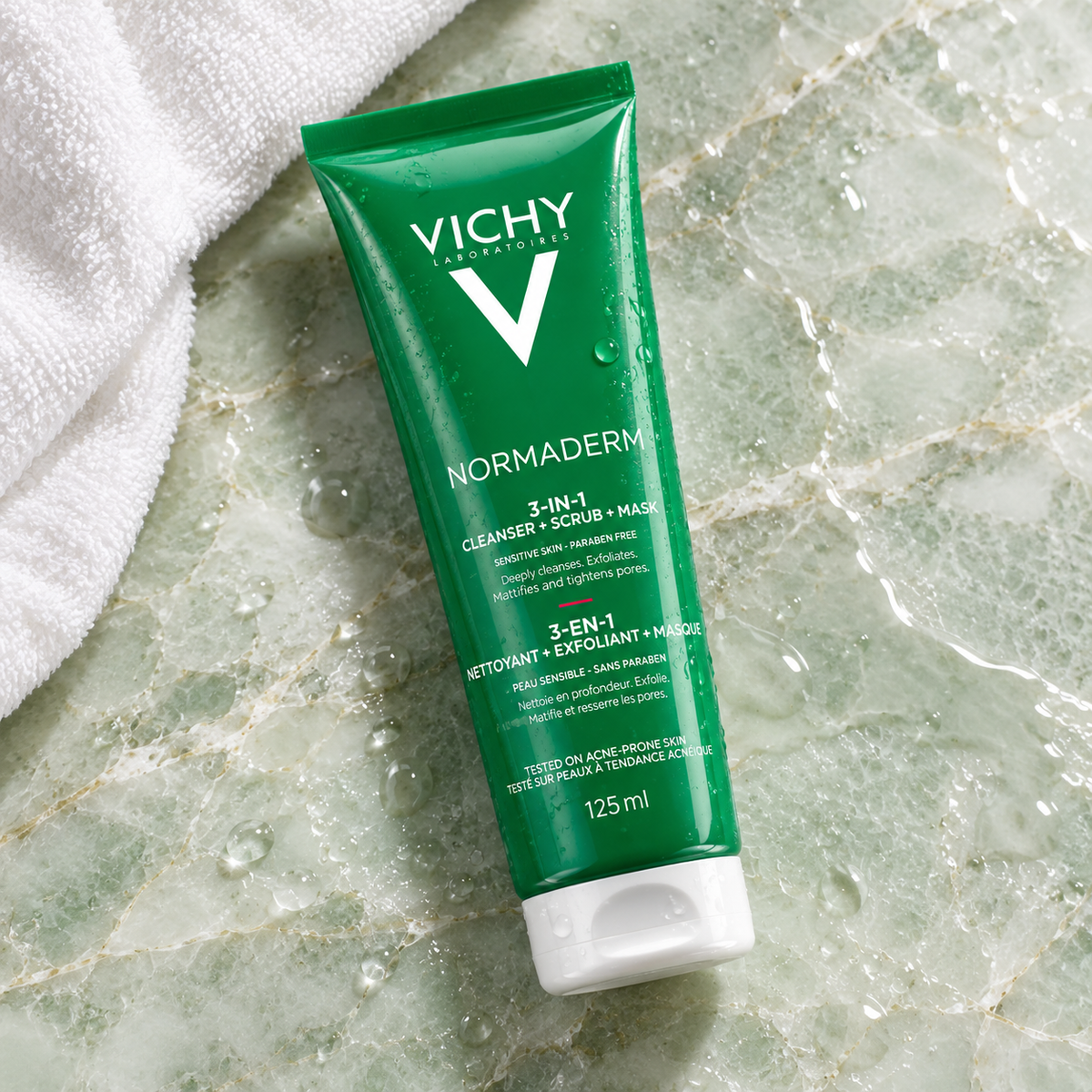 Vichy Normaderm 3in1 Scrub + Cleanser + Mask 125 ml – atmosférická fotografie – MrRizz