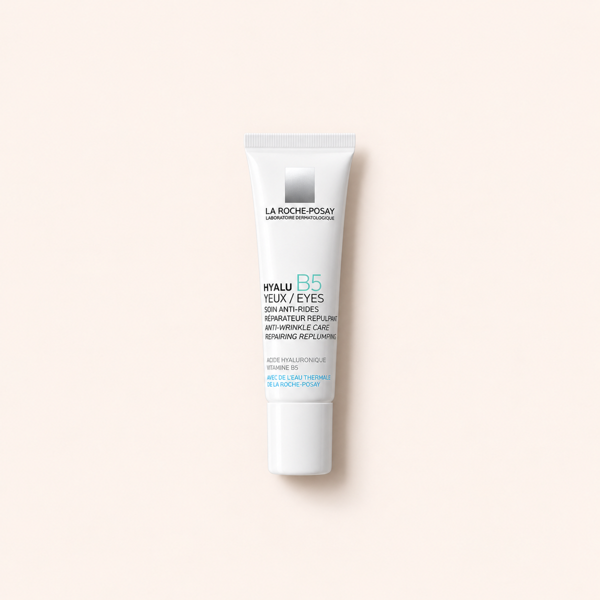 Oční krém La Roche-Posay Hyalu B5 15 ml na béžovém pozadí – MrRizz