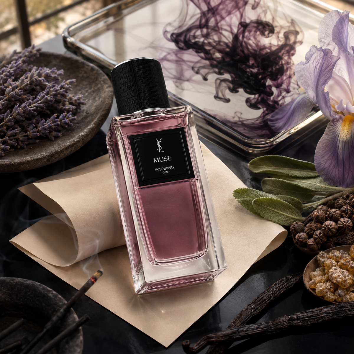 YSL Muse Inspiring Ink – inkoustové zátiší s levandulí, kosatcem, kadidlem a vanilkou – MrRizz